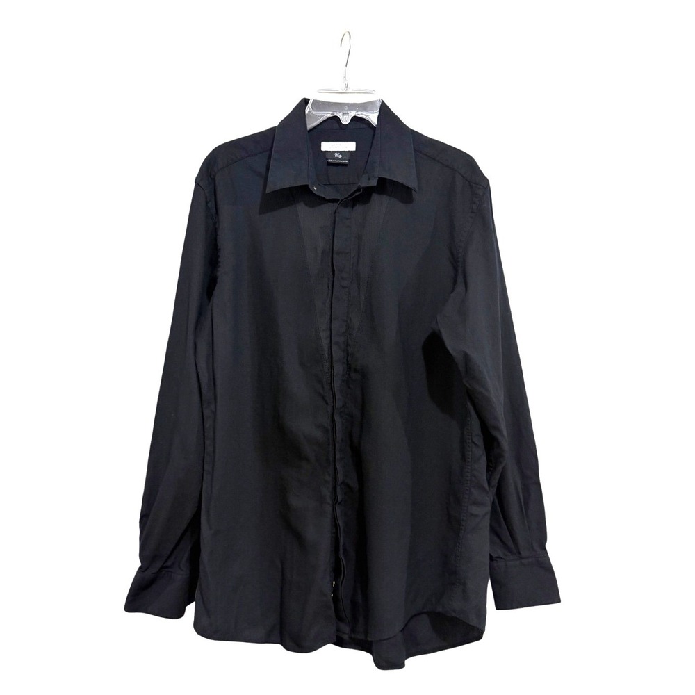Versace Collection City Mens Black Cotton Viscose Button Up Shirt Size 43 IT L